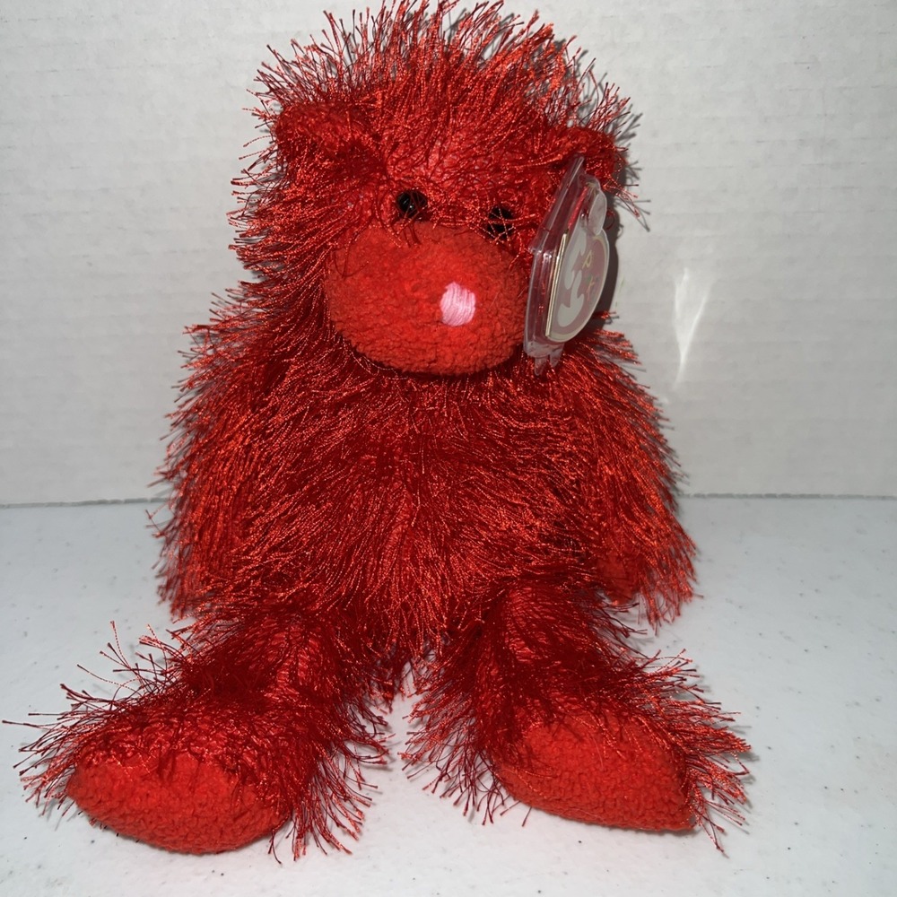 Sizzles The Red Bear Ty the Punkies Collection Beanie Plush 2002 With Tag Vtg